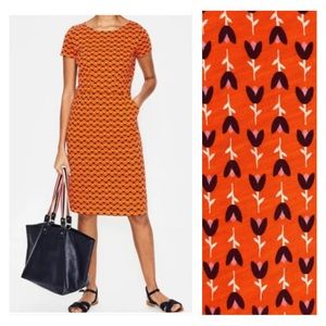 Boden Phoebe Jersey Cotton Dress Size 12L Pockets Novelty Print Office Travel